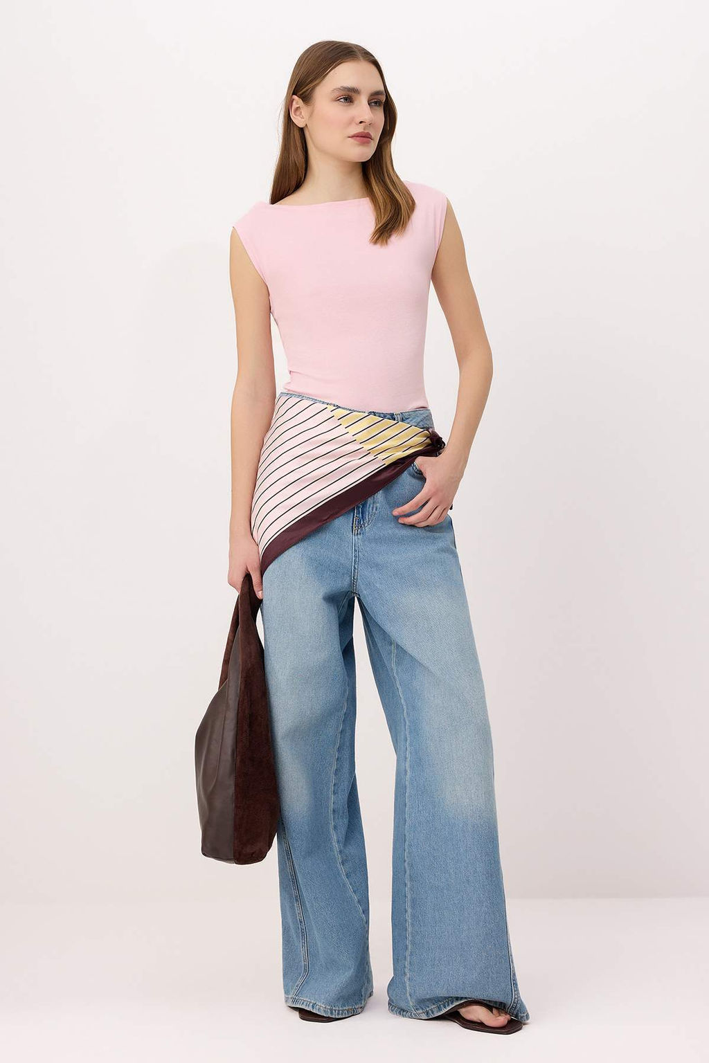 Pembe Fitted/Vucuda Oturan Kolsuz Pamuklu Esnek Orme Bluz TWOSS26BZ00712