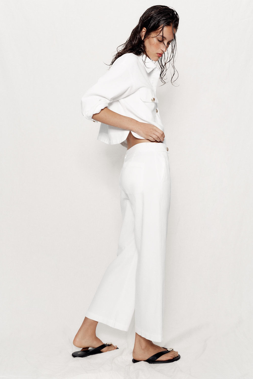 PANTAL?N CULOTTE BOTONES DORADOS / Blanco - Zara фото 3