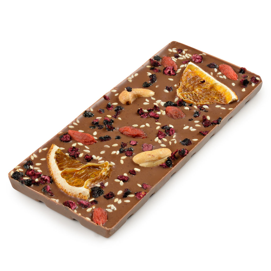 Шоколад молочный SUGAR FREE кешью, апельсин, годжи 80 гр - Chokodelika фото 3