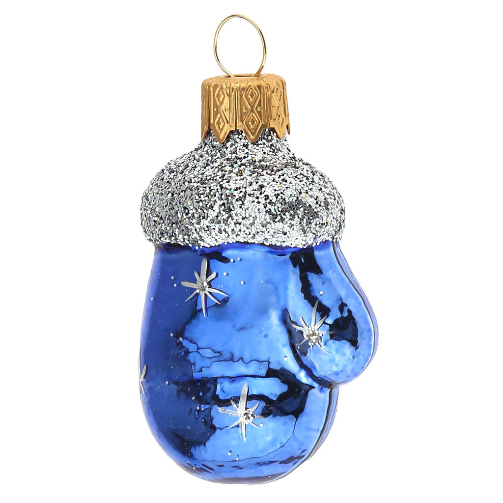 Елочная игрушка фигурка стеклянная Варежка h6см, синий, ручная художественная роспись, подарочная упаковка (Россия) - Домашняя мода фото 2
