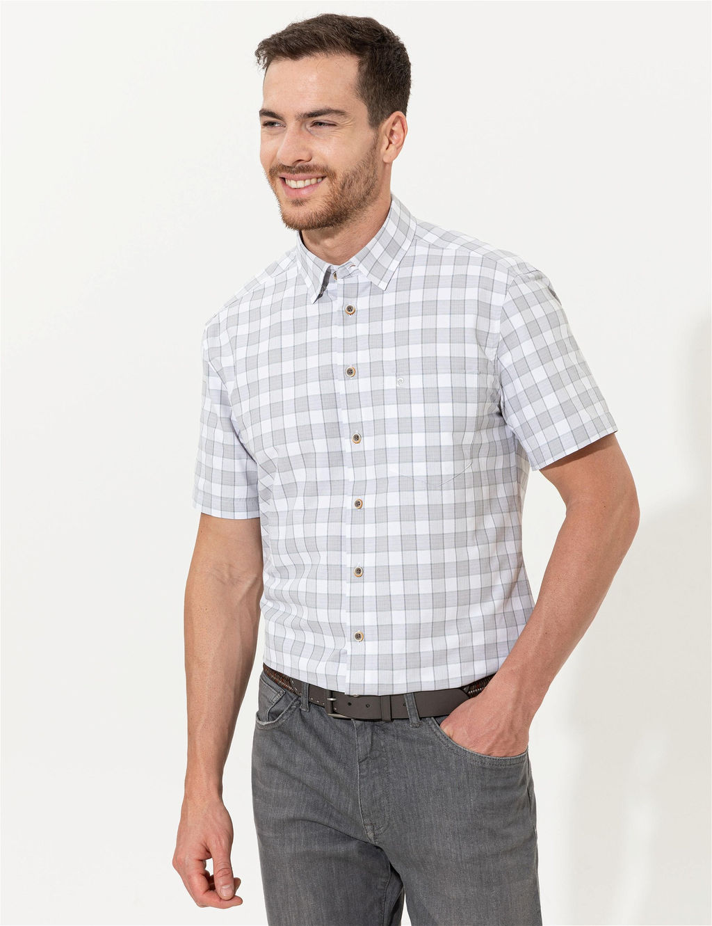 Gri Regular Fit K_sa Kollu G_mlek - Pierre cardin фото 3