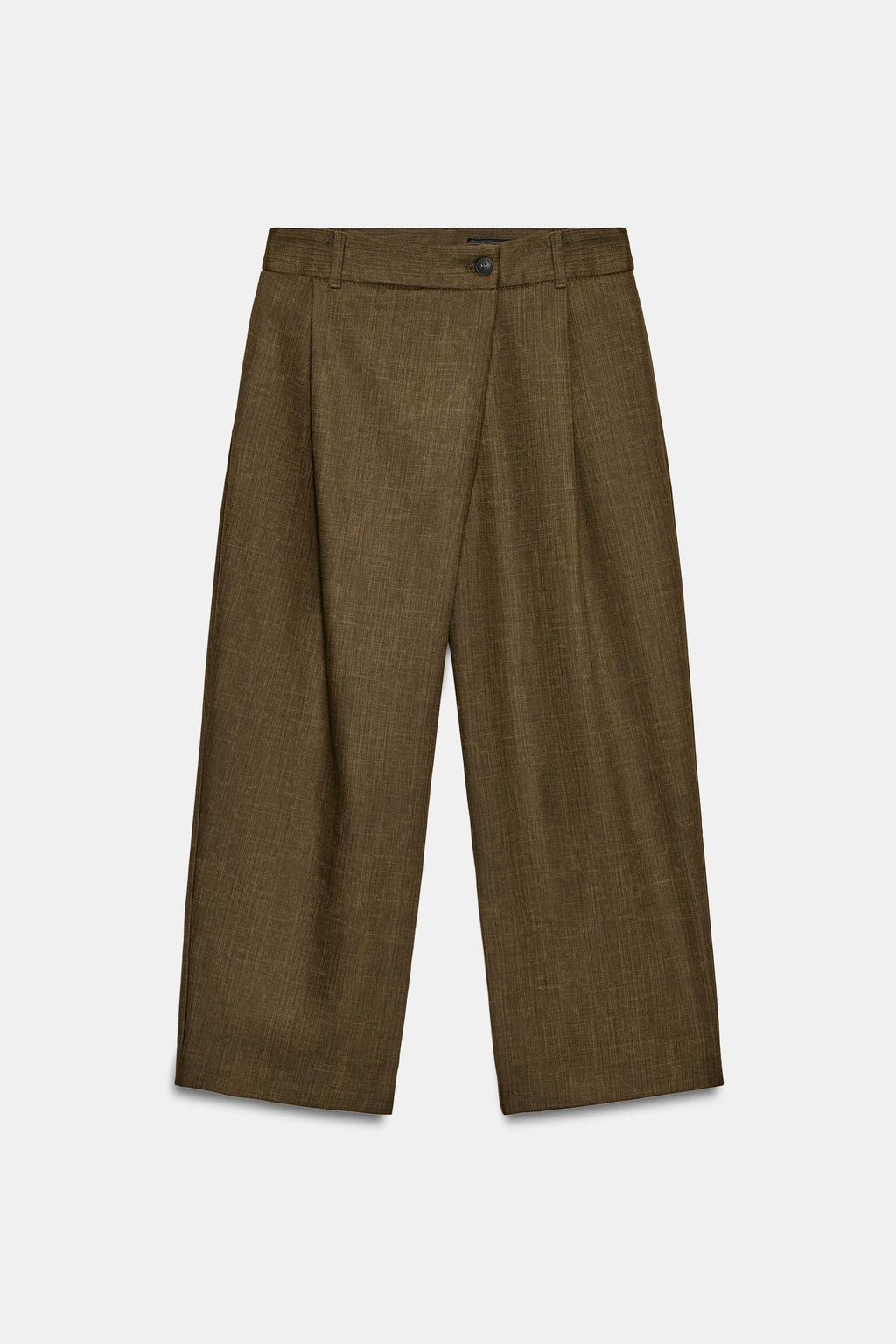PANTAL?N CROPPED PINZAS ZW COLLECTION / Khaki - Zara фото 4