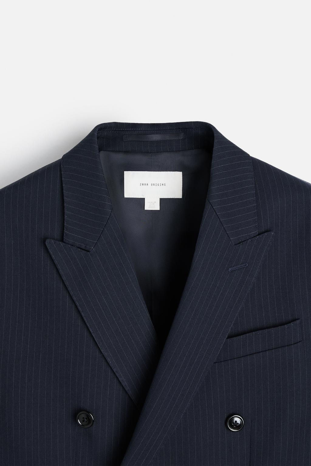 DIPLOMATIC STRIPE DOUBLE-BREASTED SUIT BLAZER - Zara фото 8
