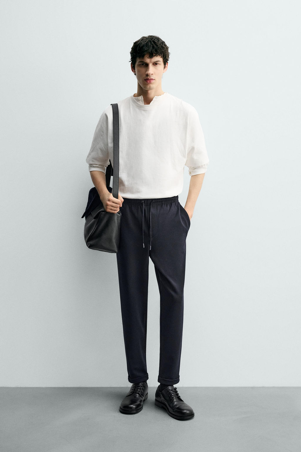 COMFORT NON-IRON JOGGER WAIST TROUSERS - Zara фото 13