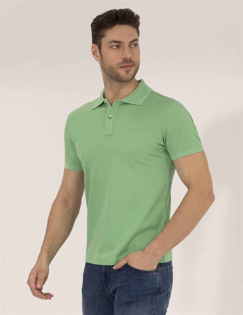 A__k Ye_il Slim Fit Polo Yaka Merserize Ti__rt