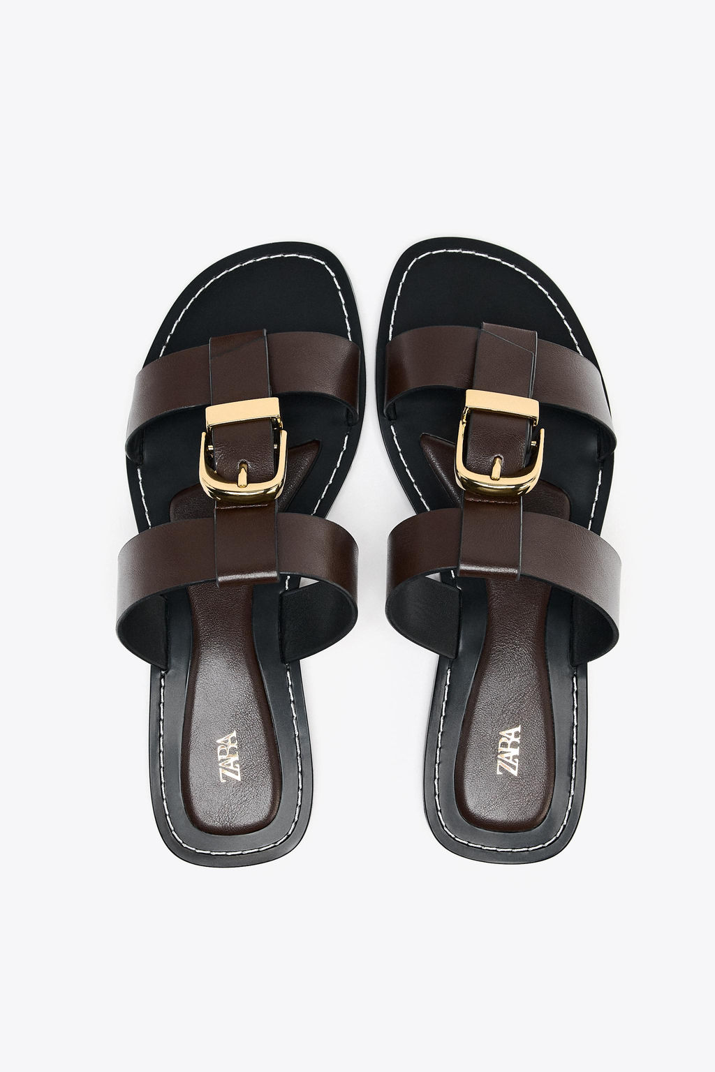 DOUBLE-STRAP FLAT SANDALS WITH BUCKLE - Zara фото 17