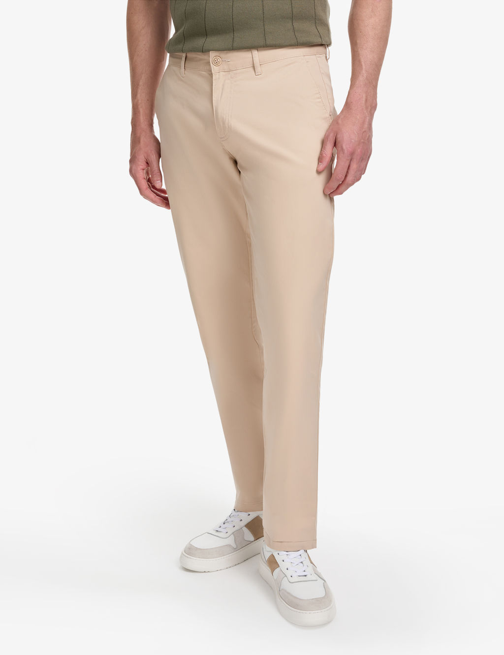 Bej Regular Fit Basic Kanvas Pantolon