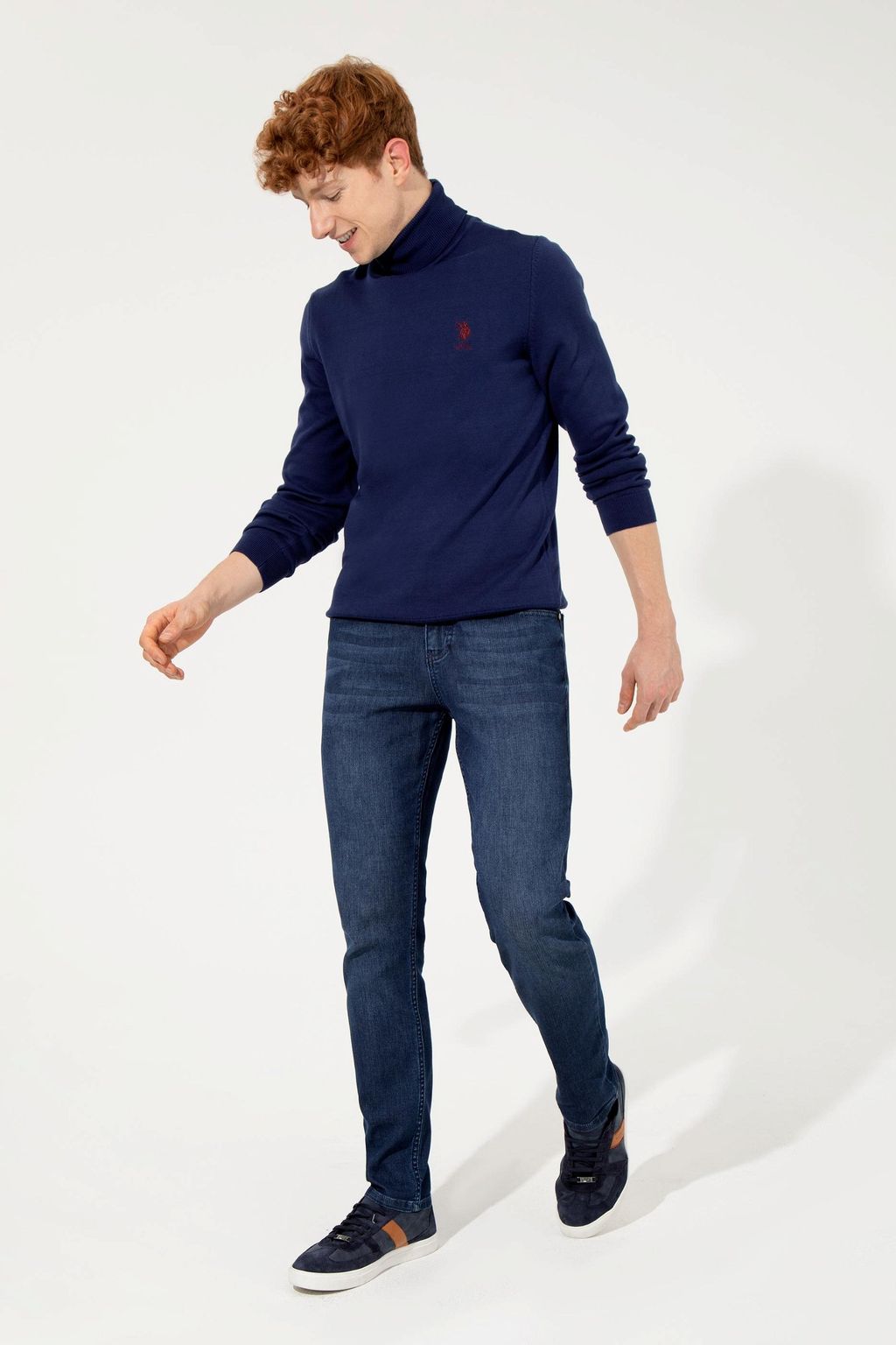 Мужской синий трикотажный свитер Basic - U.s. polo assn фото 3