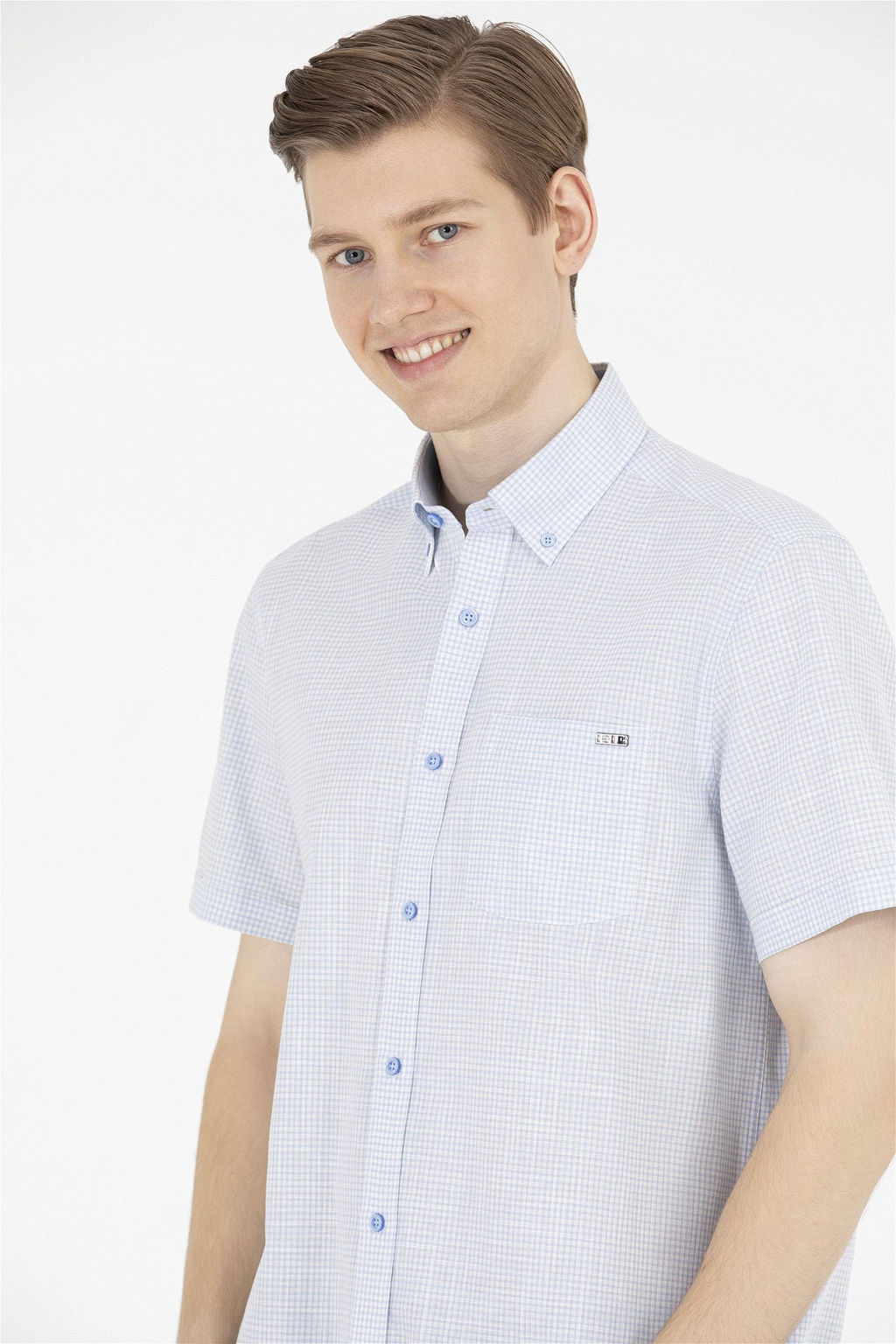 U. S. Polo Assn / Мужская синяя рубашка с коротким рукавом - U.s. polo assn фото 3