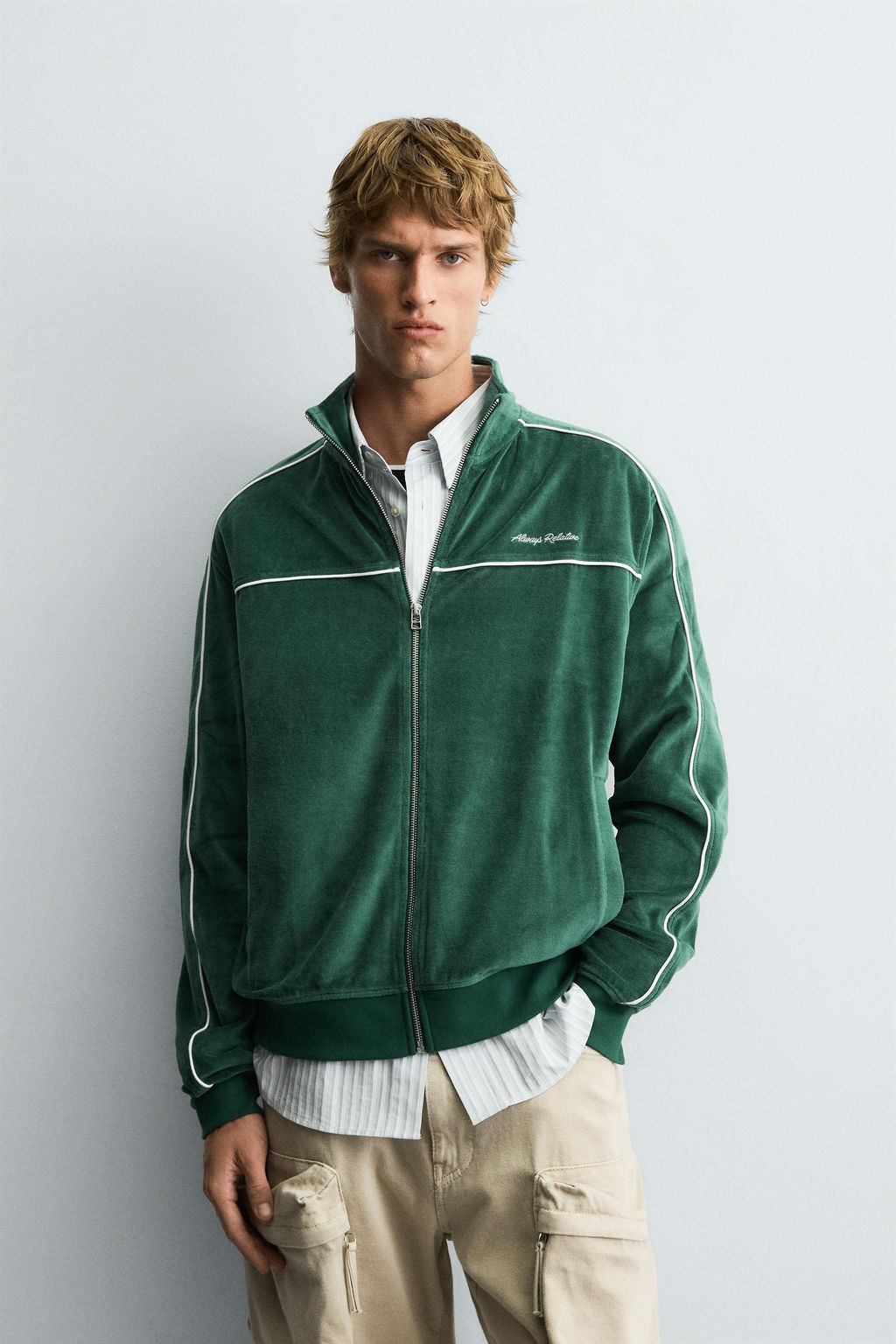 VELOUR ZIP-UP SWEATSHIRT