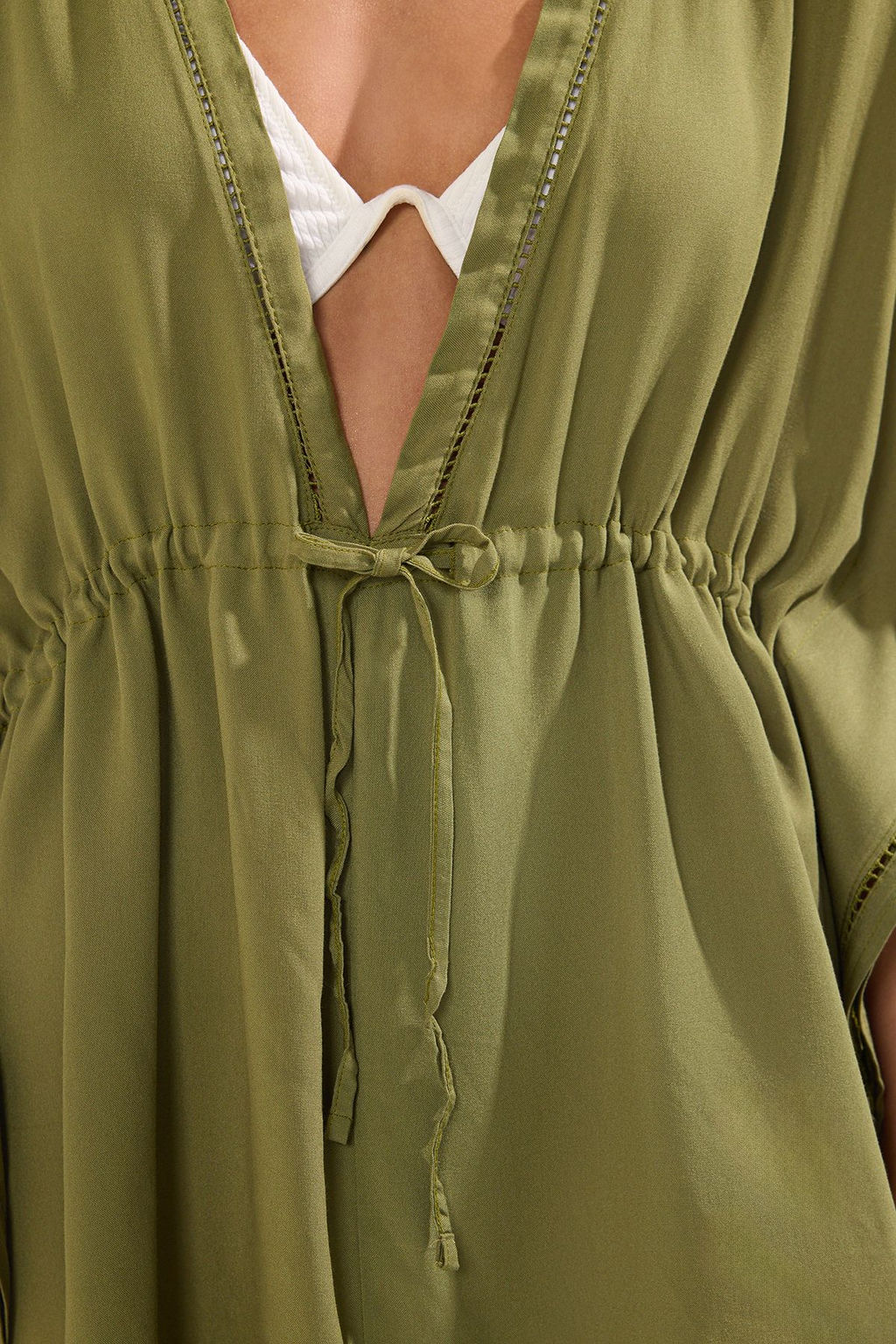 Haki Mini Dokuma Nak?sl? Plaj Kimono&Kaftan TBESS25KM00013 - Trendyolmilla фото 3