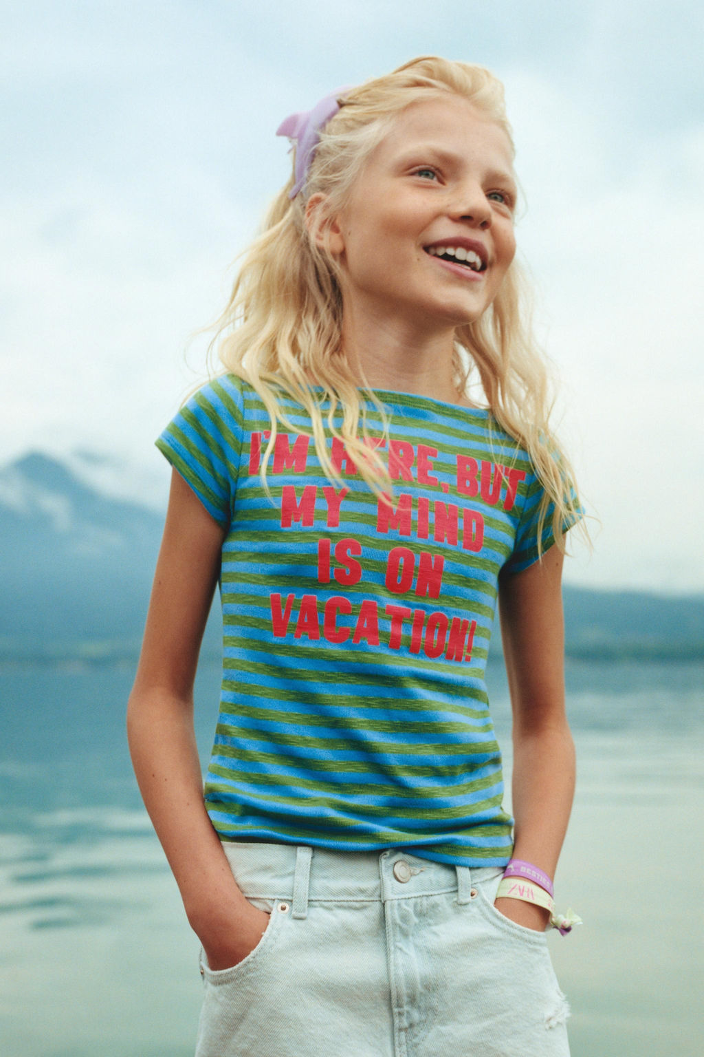 STRIPED T-SHIRT WITH TEXT - Zara фото 5