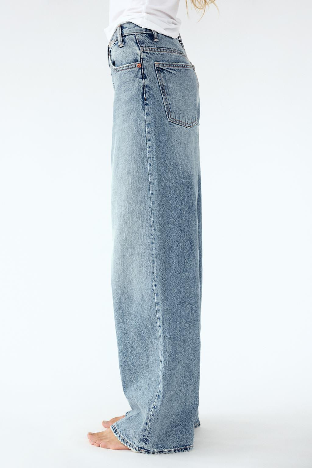 HIGH-WAIST TRF WIDE-LEG JEANS WITH CROSSOVER WAISTBAND - Zara фото 13