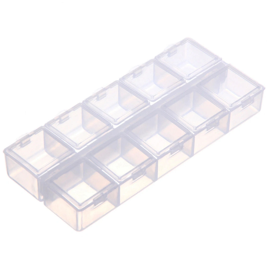 Цена за 12 шт. Органайзер для хранения мелочей, 10 ячеек "ИДЕЯДОМА", прозрачный, 13,5*6*2см (наклейка Селфи, пакет с подвесом)