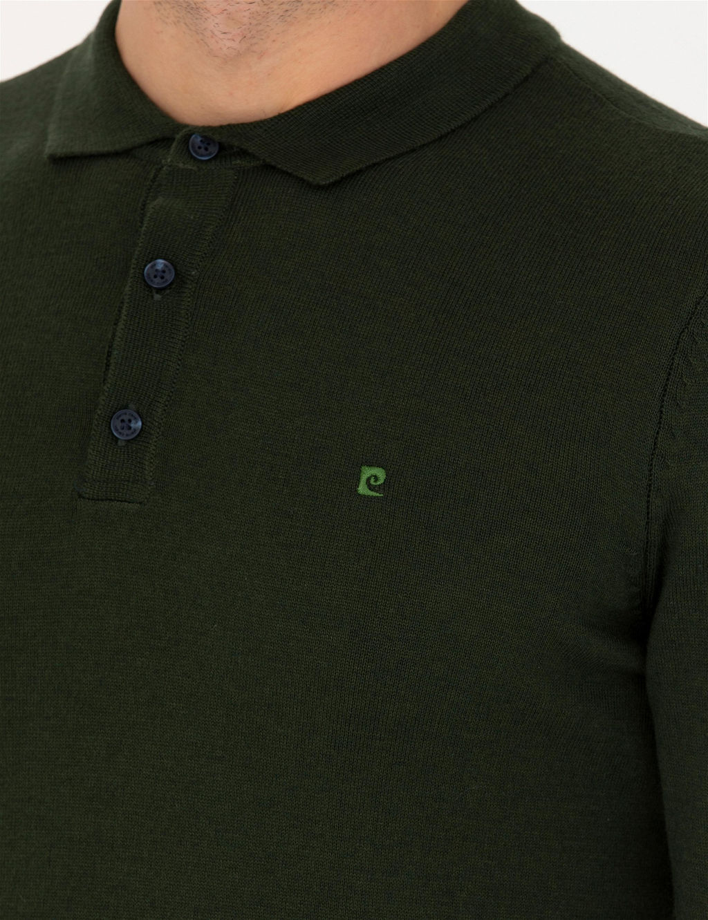 Koyu Ye_il Slim Fit Polo Yaka Basic Triko Kazak - Pierre cardin фото 7
