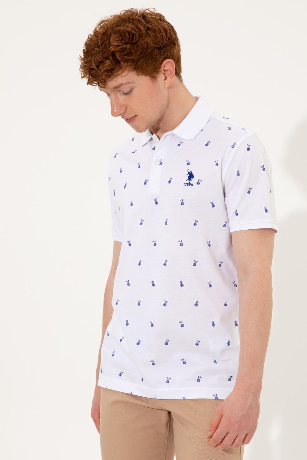 U. S. Polo Assn Мужская белая футболка с воротником-поло - U.s. polo assn фото 3