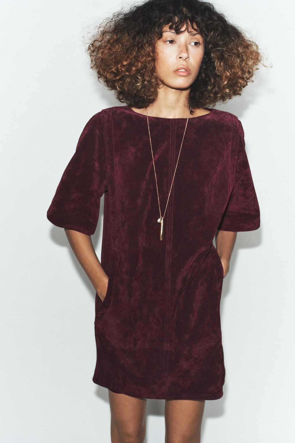 100% LEATHER SUEDE SHORT DRESS - Zara фото 16
