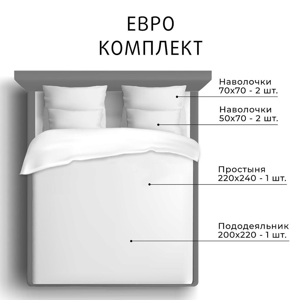 Постельное белье Моноспейс Евро + 4 наволочки, темно-синий