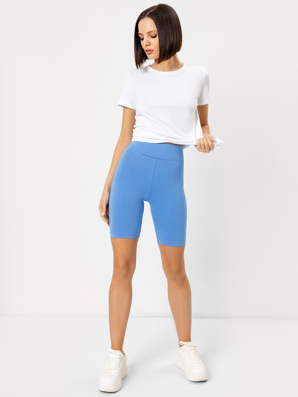 Шорты-велосипедки женские с высокой талией в фиолетовом оттенке гортензия 332324