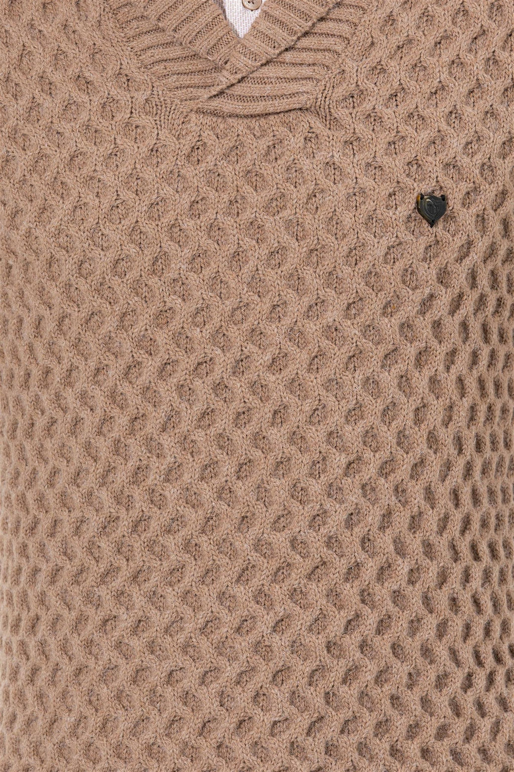 U. S. Polo Assn Мужской светло-коричневый меланжевый трикотаж с шалевым воротником - U.s. polo assn фото 12