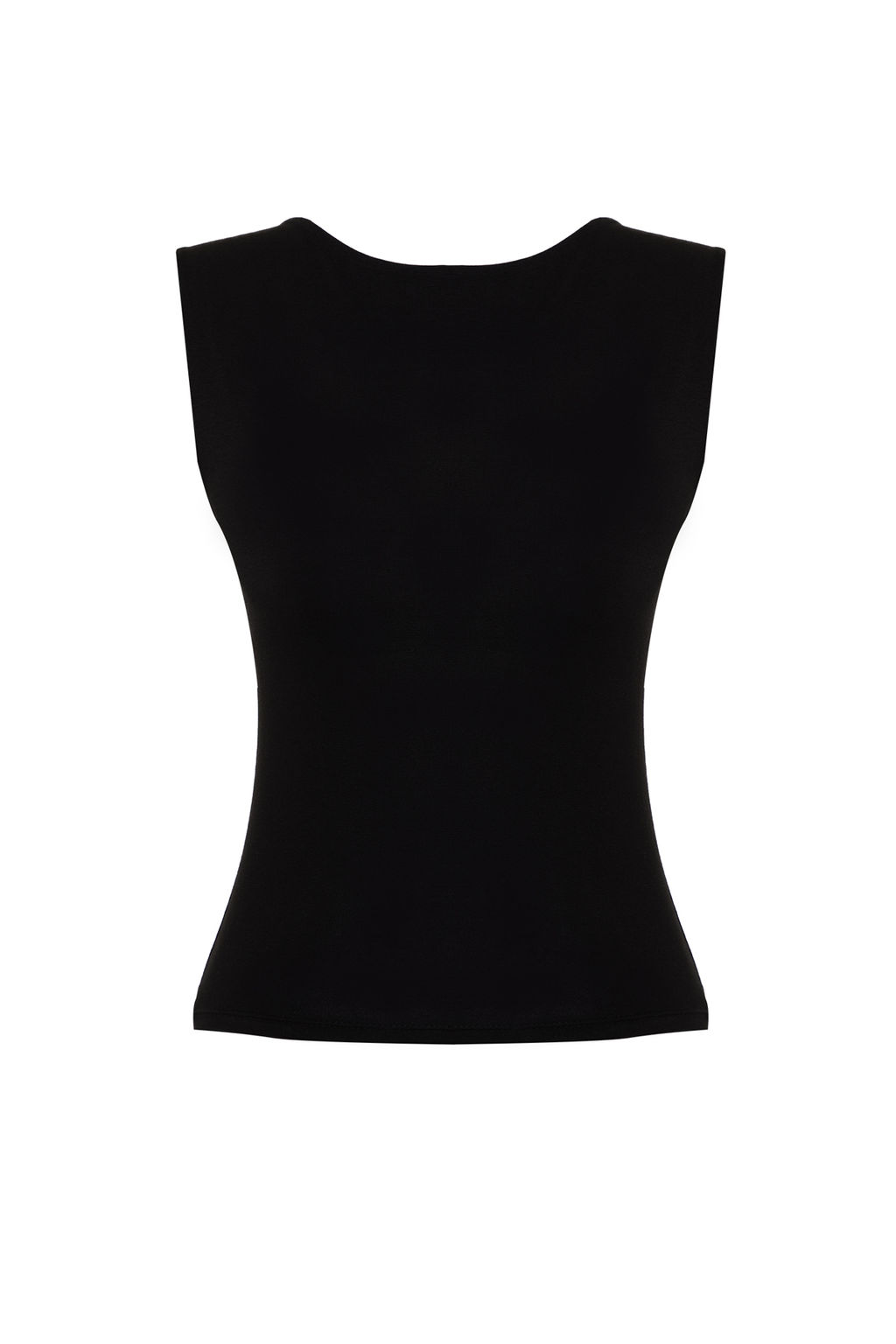 Siyah S?rt Dekolteli Fitted Regular Boy Pamuklu Esnek Orme Bluz TWOSS24BZ00031