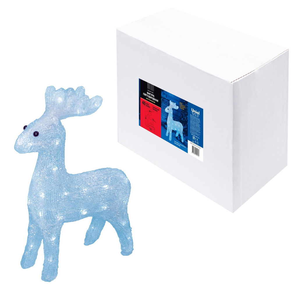 ULD-M3739-040/STA WHITE IP20 DEER Фигура светодиодная Олень, 36*32см, 40 светодиодов. Белый свет. Провод прозрачный. TM Uniel