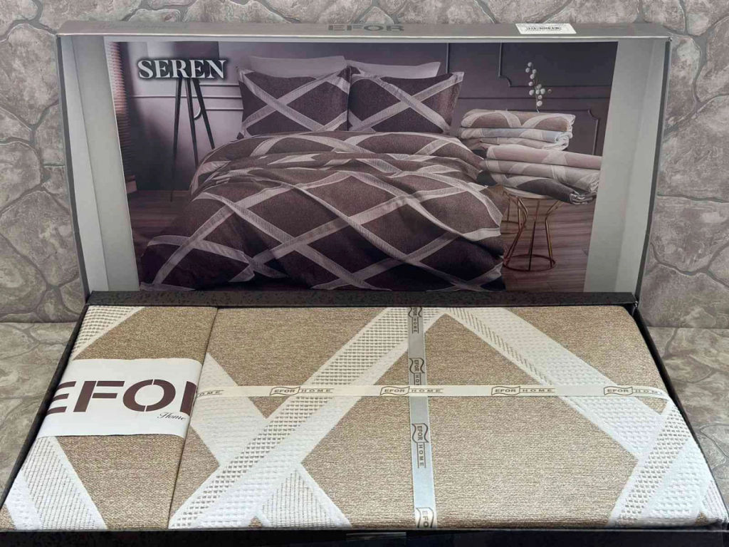 Покрывало EFOR Pique Bedspread SEREN (240*260) с наволочками капучино CAPI