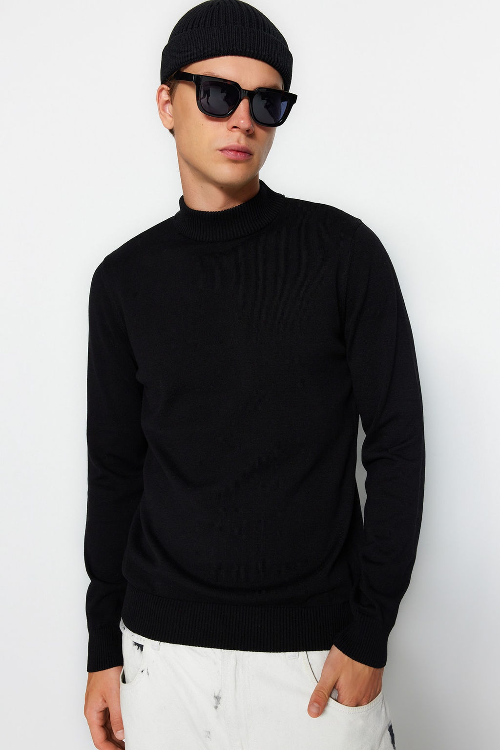 TRENDYOL MAN Ekru Slim Fit Pamuklu Yar?m Bal?kc? Yaka %100 Pamuk Basic Kazak TMNAW22KZ1293 - Trendyolmilla фото 7