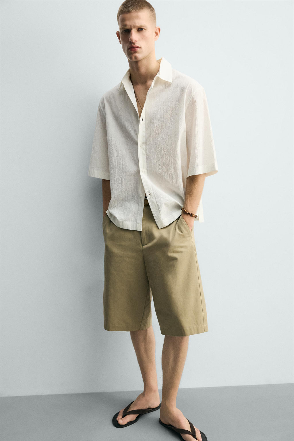 CAMISA BOXY FIT TEXTURA / Blanco roto - Zara фото 6