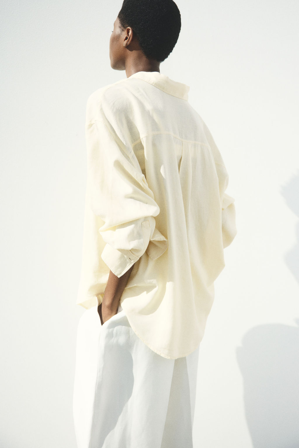 Camisa oversize en mezcla de lino - H&m фото 5