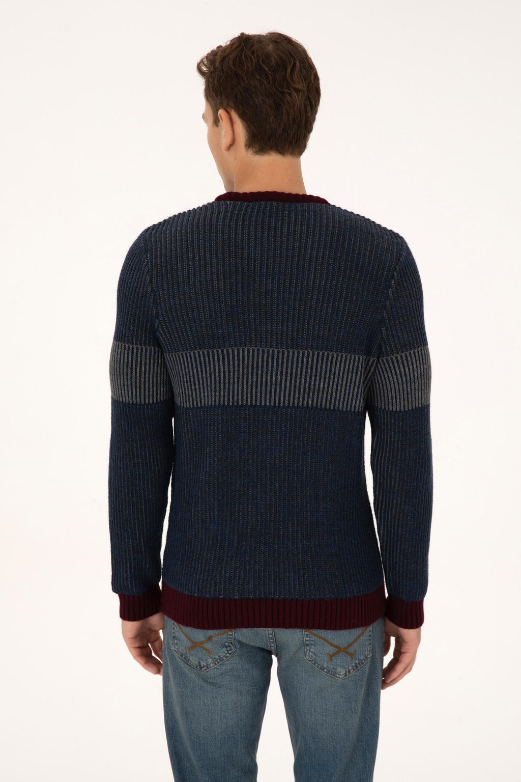 Erkek Slim Fit Bisiklet Yaka Lacivert Kazak - U.s. polo assn фото 5