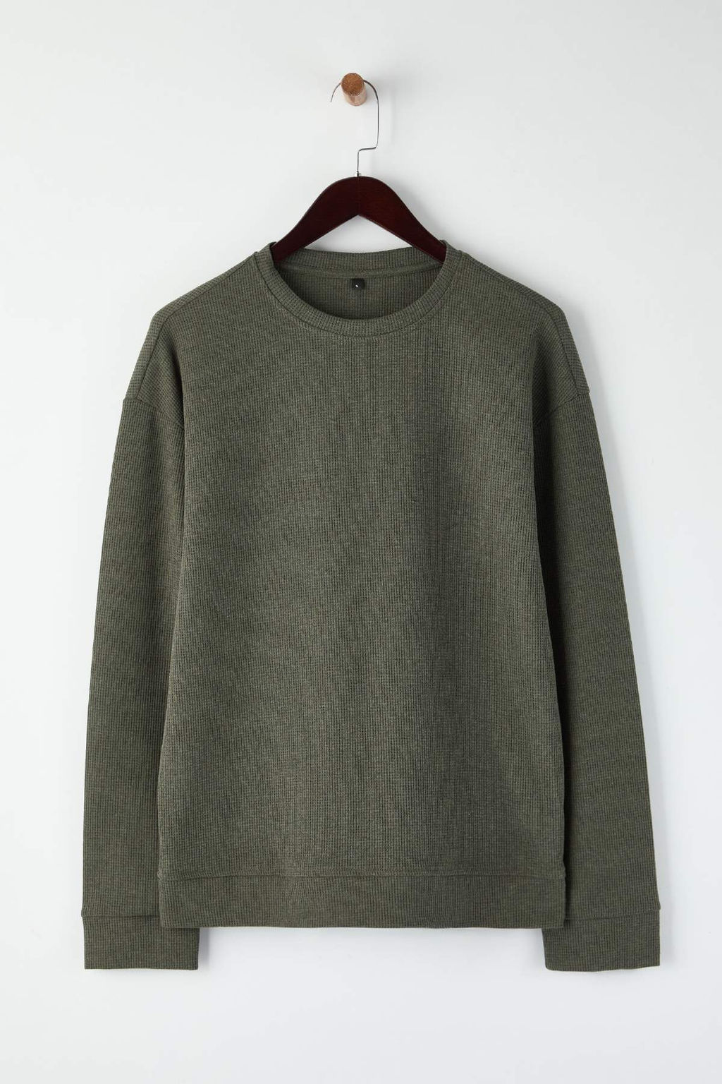 Siyah - Haki Yeni Oversize/Genis Kal?p 2li Paket Dokulu Waffle Sweatshirt TMNAW26SW00028 - Trendyolmilla фото 9