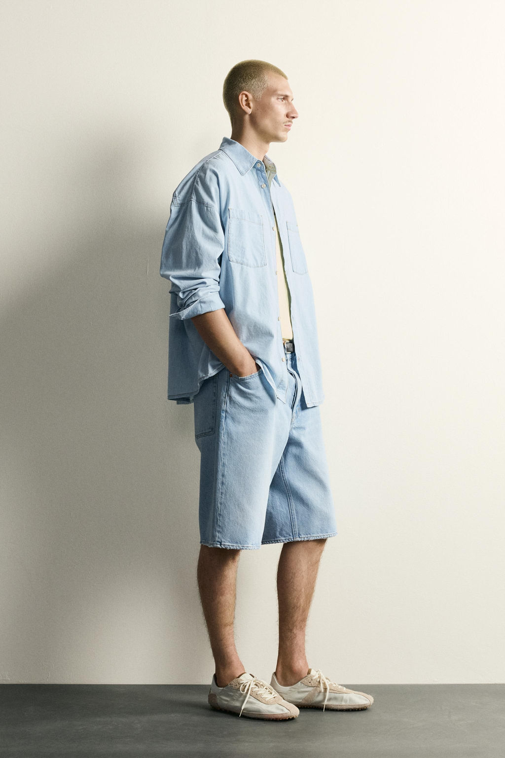 CAMISA DENIM LIGERO LAVADO / Azul claro - Zara фото 4