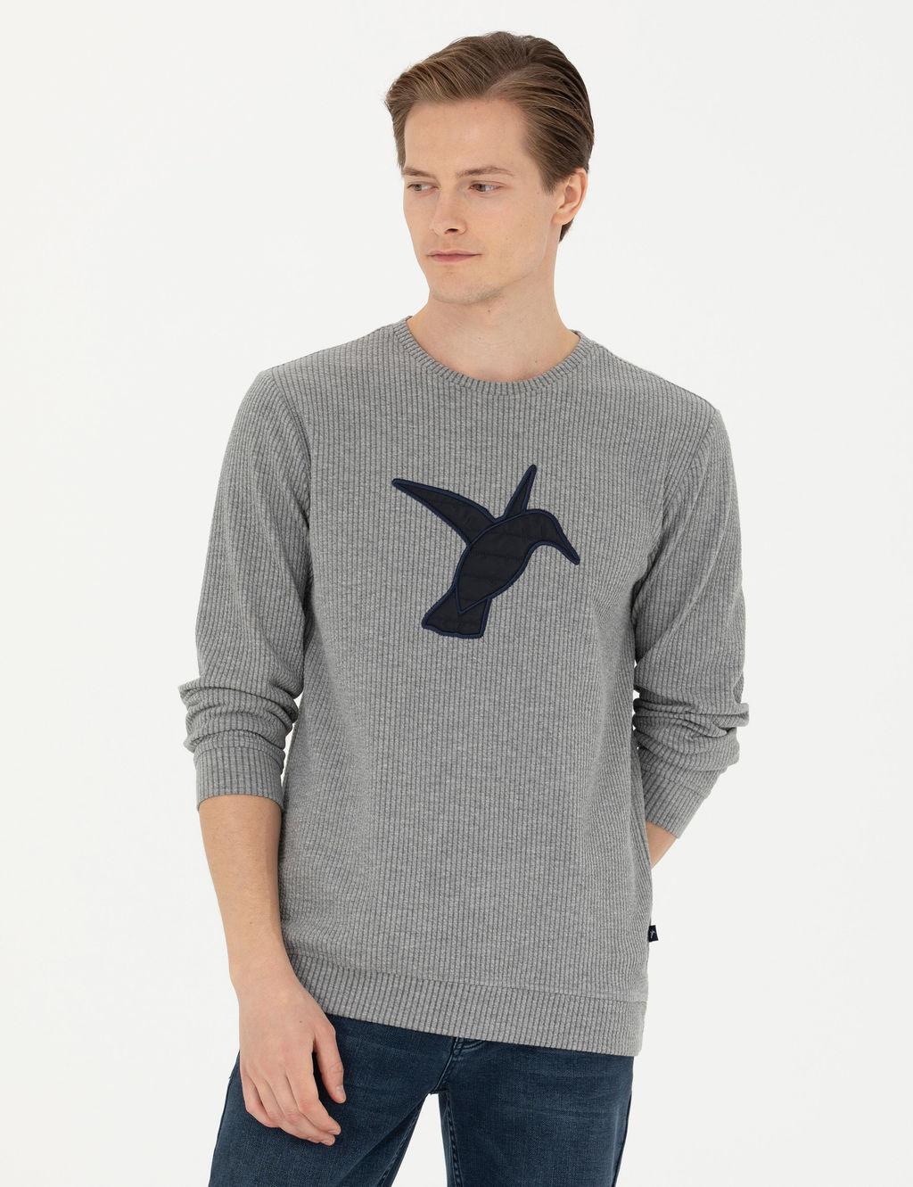 Серый меланжевый свитшот с круглым вырезом - Cacharel фото 3