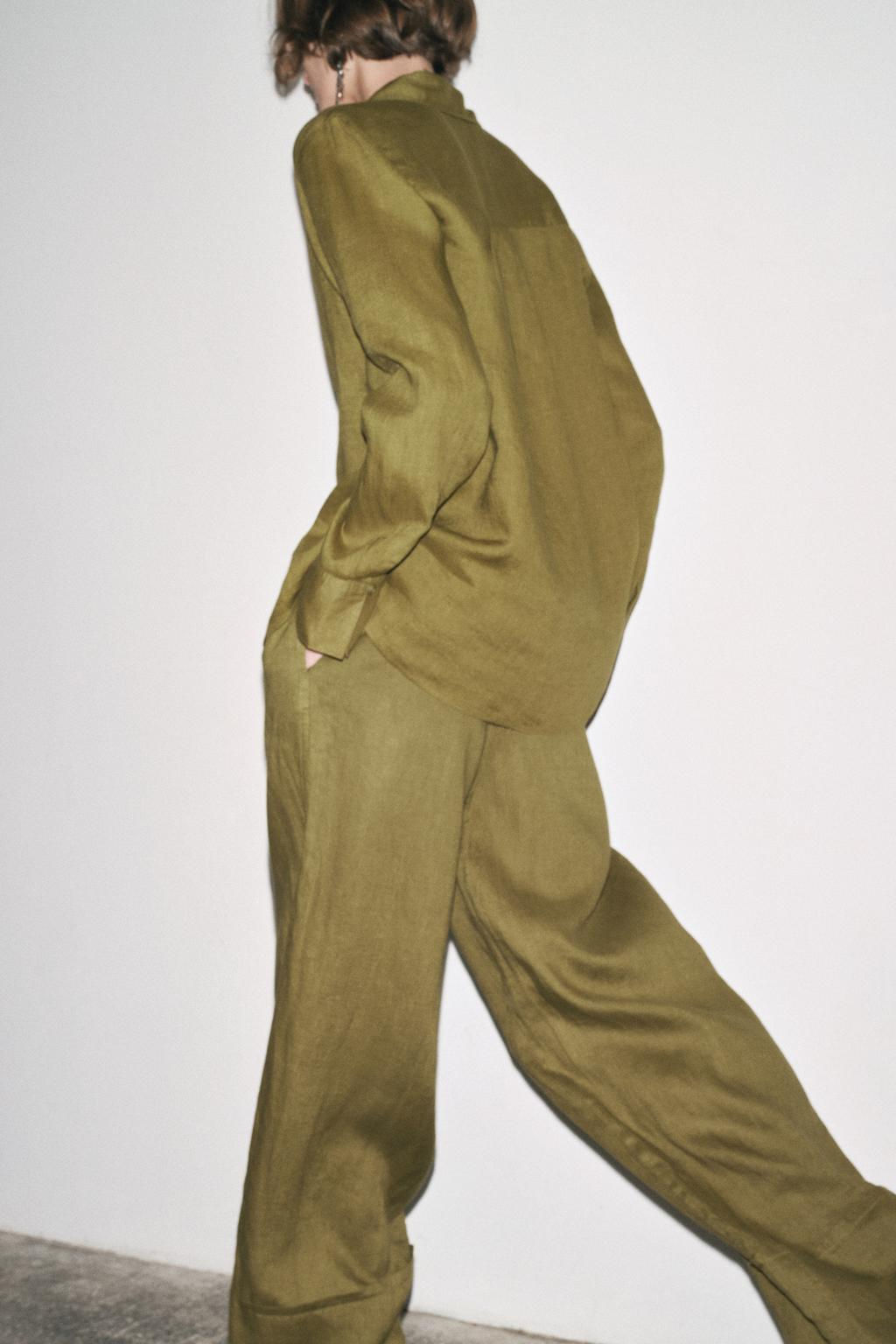 ZW COLLECTION 100% LINEN PALAZZO TROUSERS - Zara фото 8