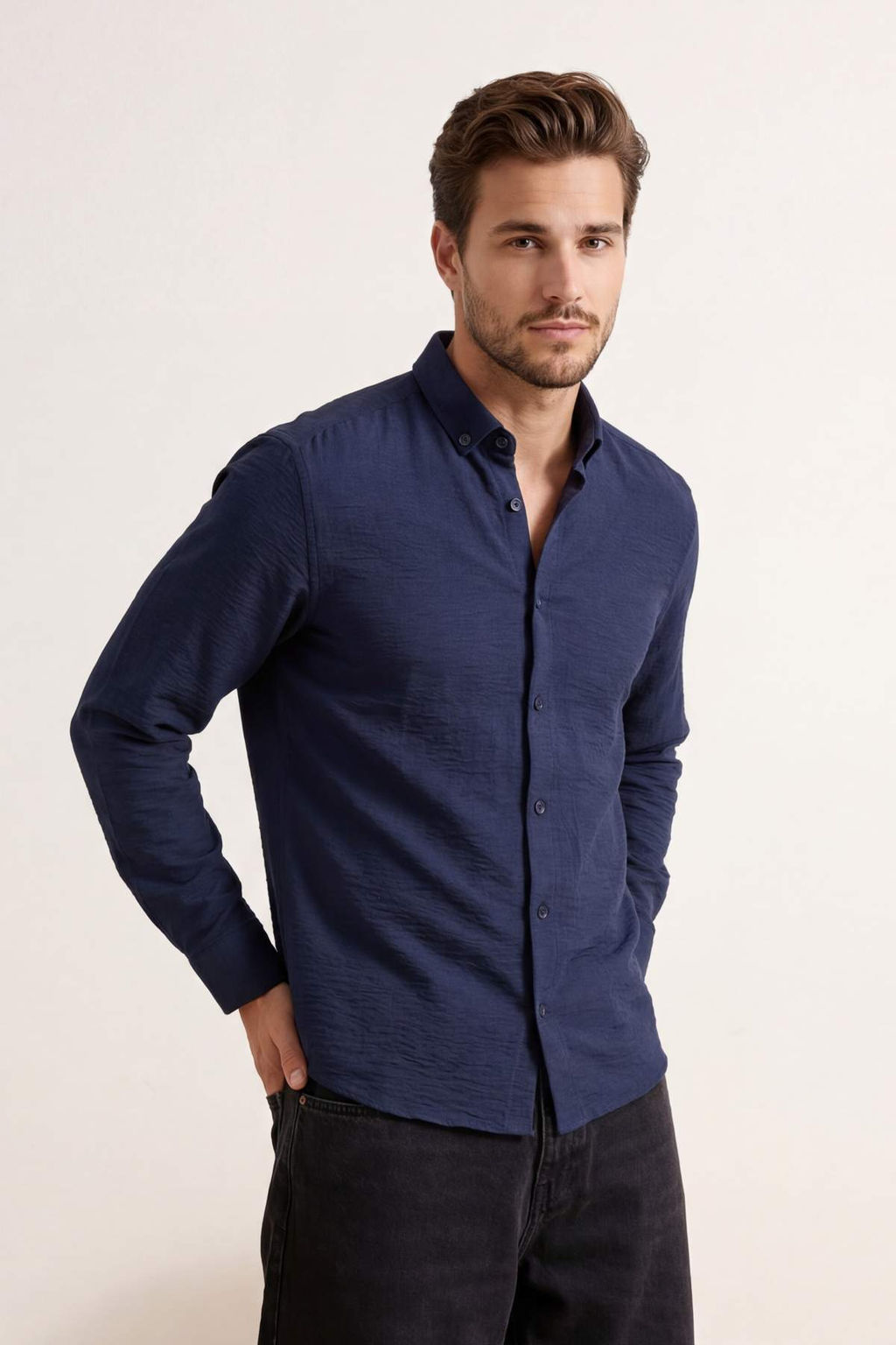 Lacivert Regular Erkek Gomlek TMNSS26GO00008 - Trendyolmilla фото 23