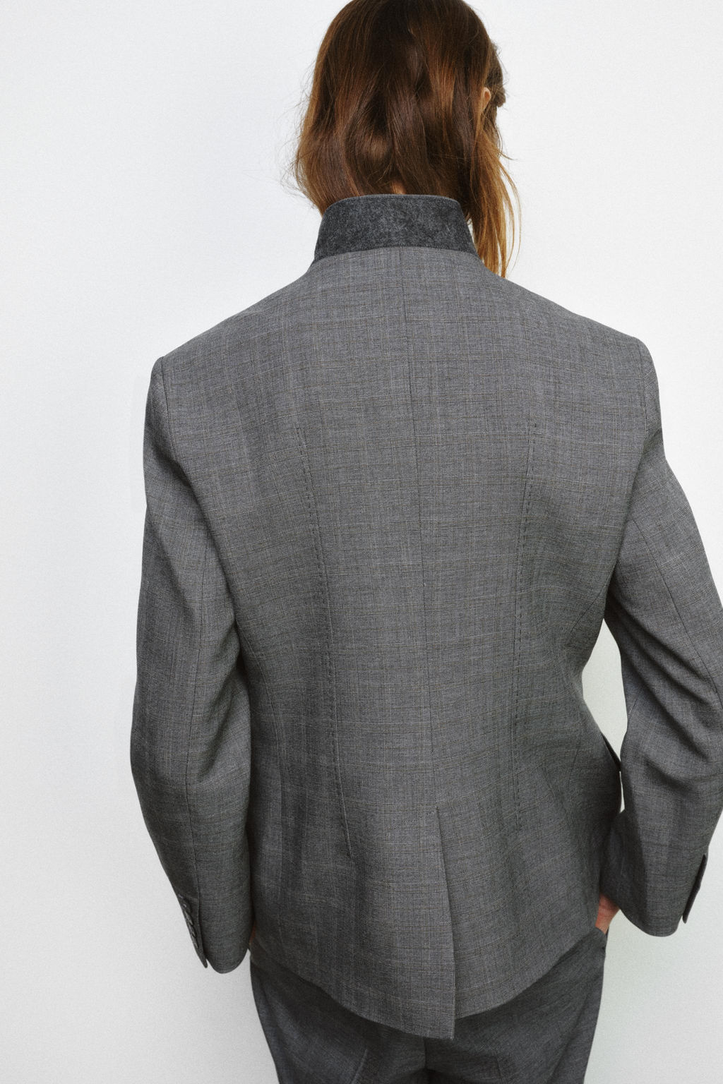BLAZER ENTALLADA CUADROS ZW COLLECTION / Gris medio - Zara фото 3