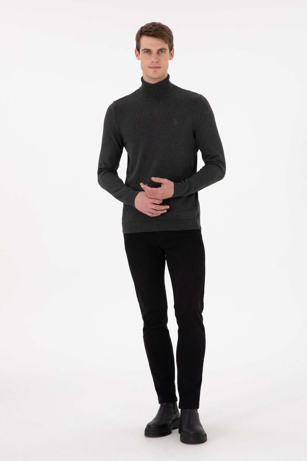 Erkek Antrasit Melanj Basic Kazak