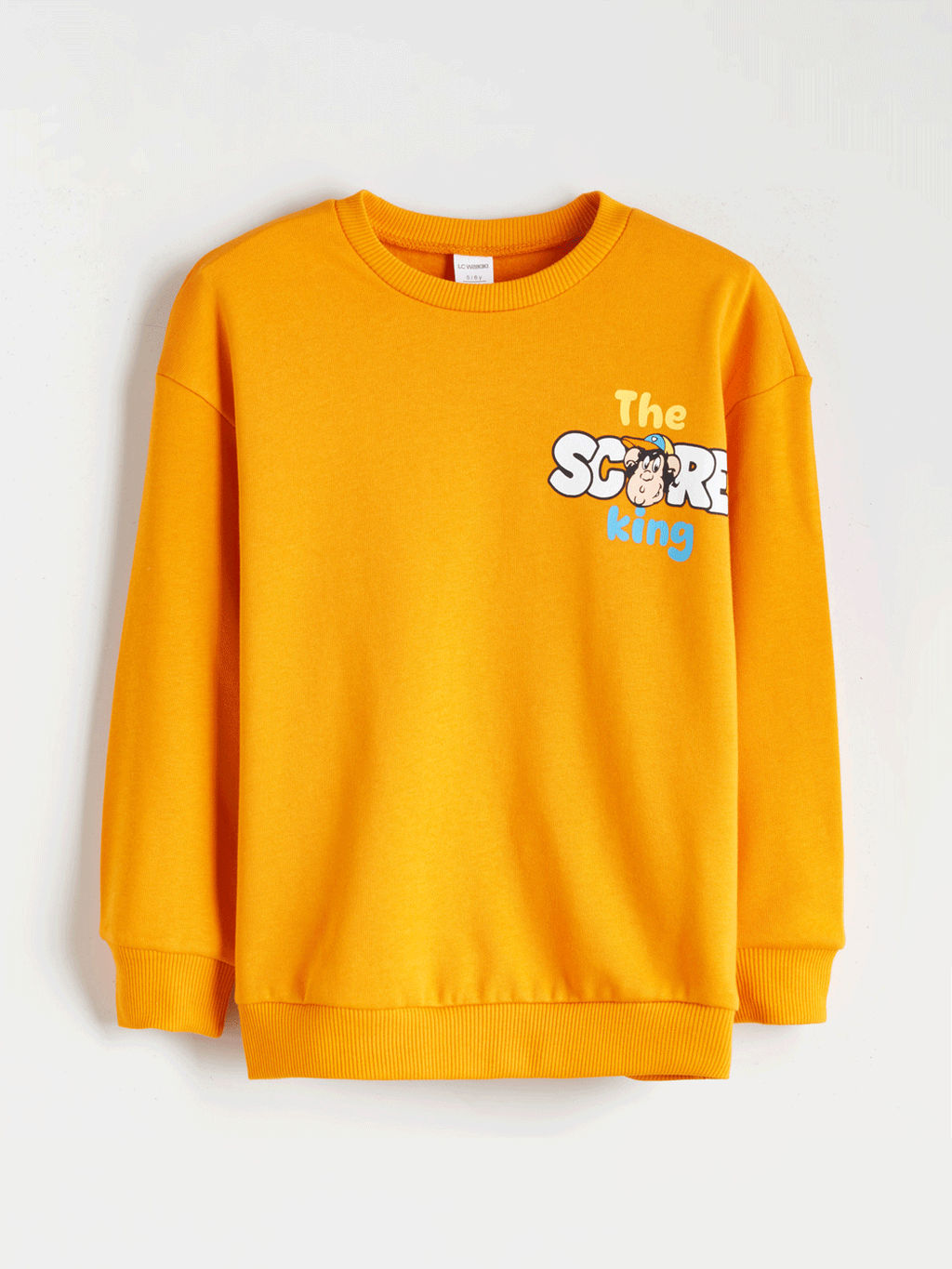 Bisiklet Yaka Nostaljik Maymun Bask?l? Erkek ?ocuk Sweatshirt