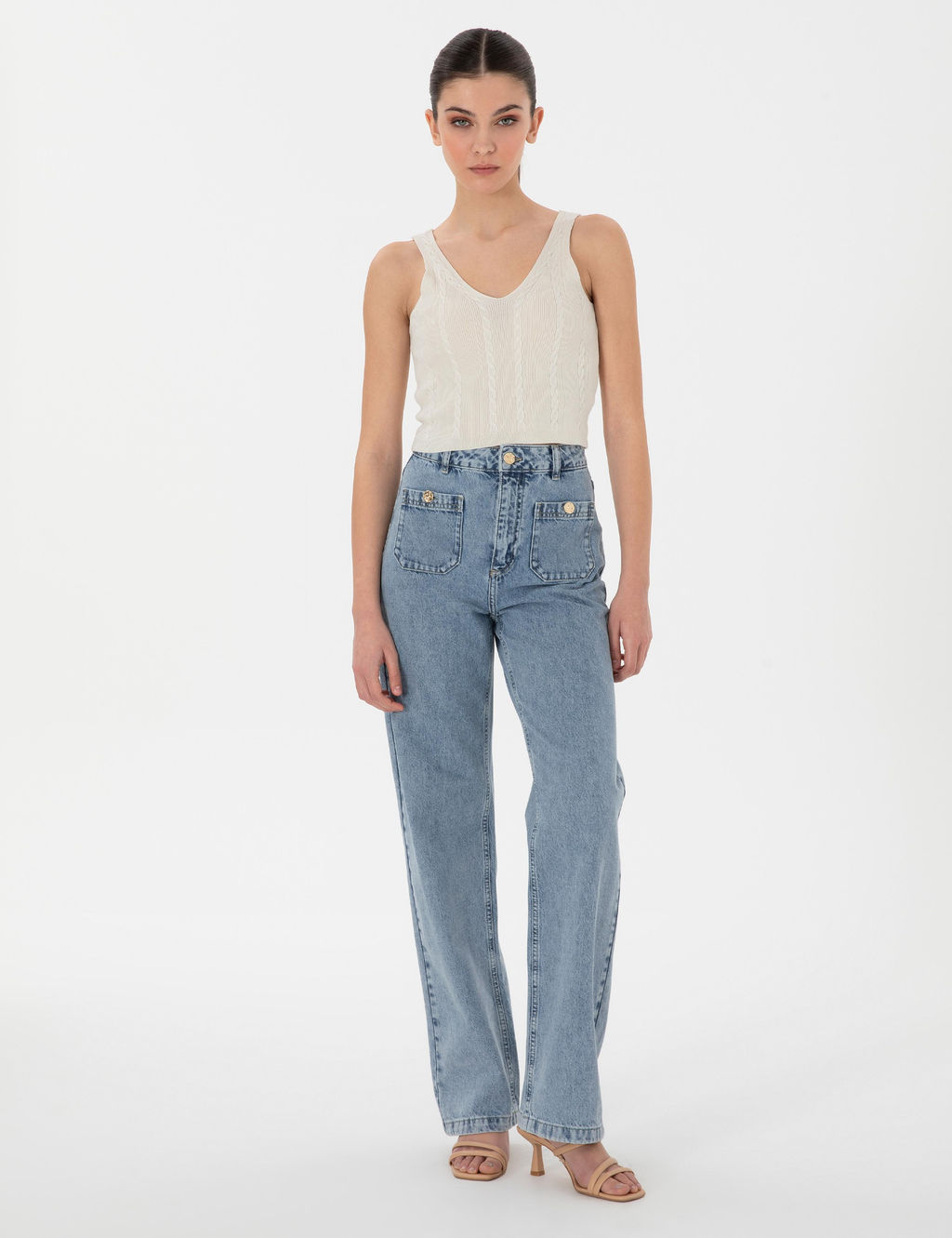 A__k Mavi High Waist Flare Fit Jean Pantolon