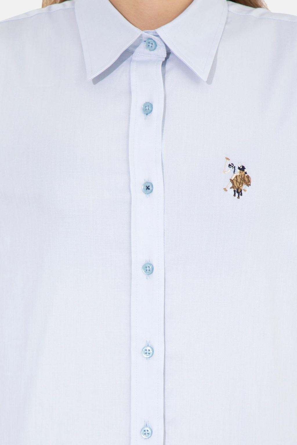 U. S. Polo Assn Женская голубая базовая рубашка с длинным рукавом - U.s. polo assn фото 6