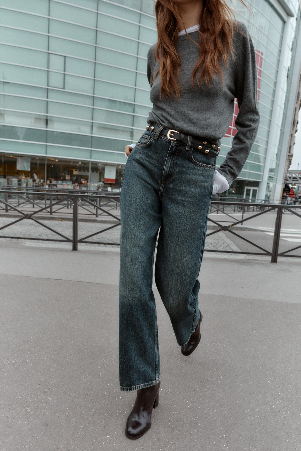 Z1975 STRAIGHT TAPERED HIGH-WAIST JEANS WITH BELT - Zara фото 3