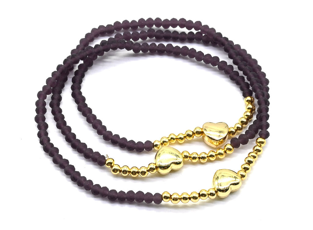 Бусы-браслет на резинке из циркона рондель гр.3*2мм цв.ежевичный, 50см