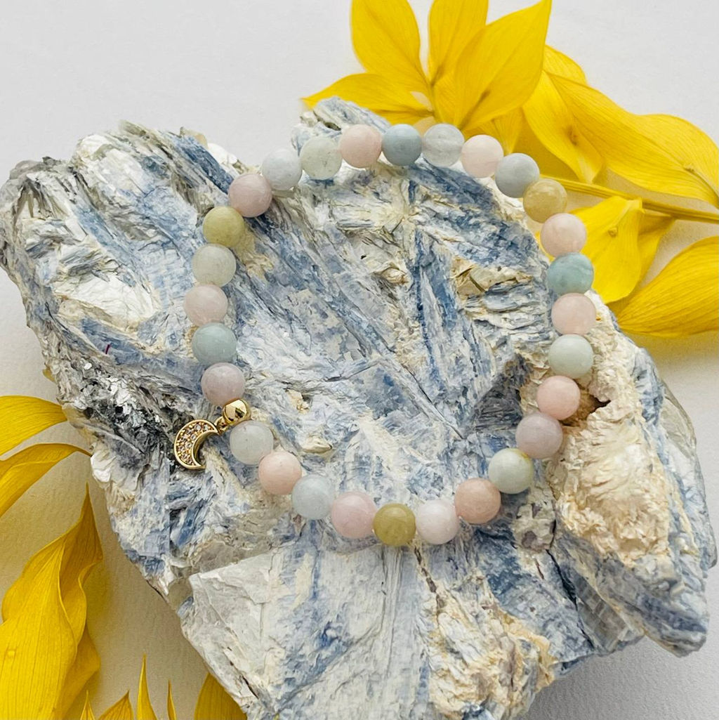 Браслет из Берилла микс и Кварца с подвеской - Радуга самоцветов фото 5