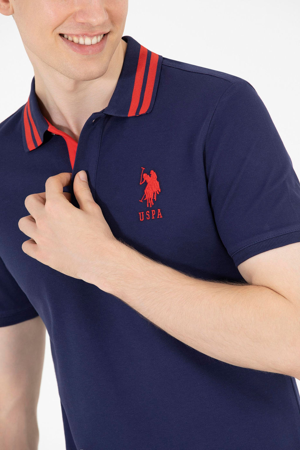 U. S. Polo Assn Мужская темно-синяя базовая футболка с воротником-поло - U.s. polo assn фото 7