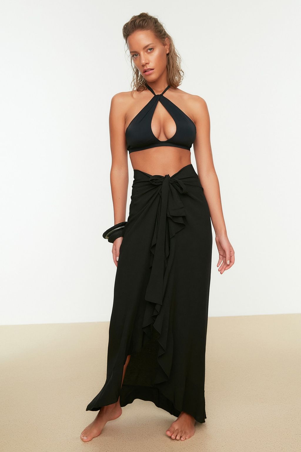 TRENDYOLMILLA Ekru Maxi Dokuma Volanl? Plaj Etegi TBESS19WV0004 фото 5