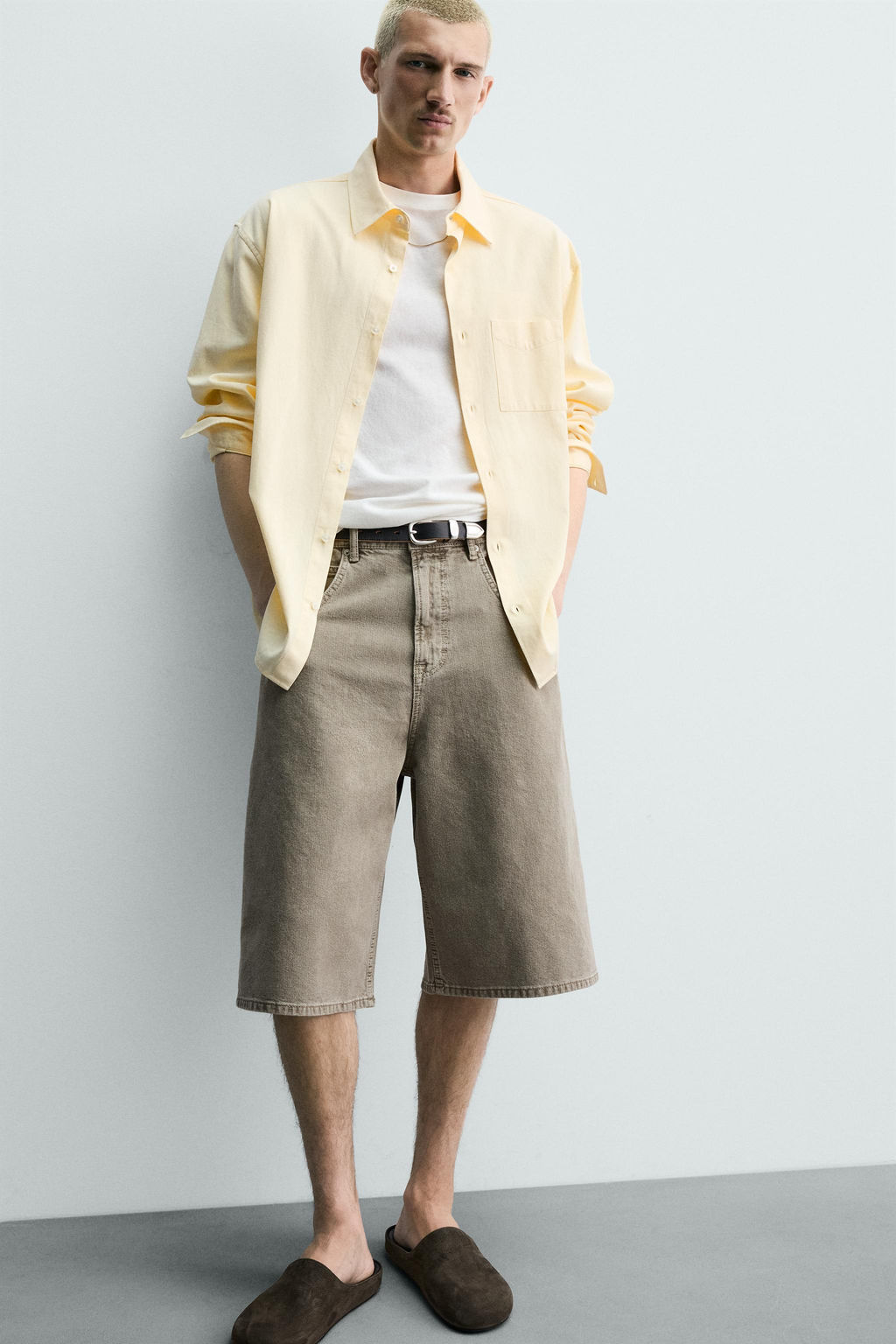 BERMUDA DENIM BALLOON FIT ESTRUCTURA / Khaki