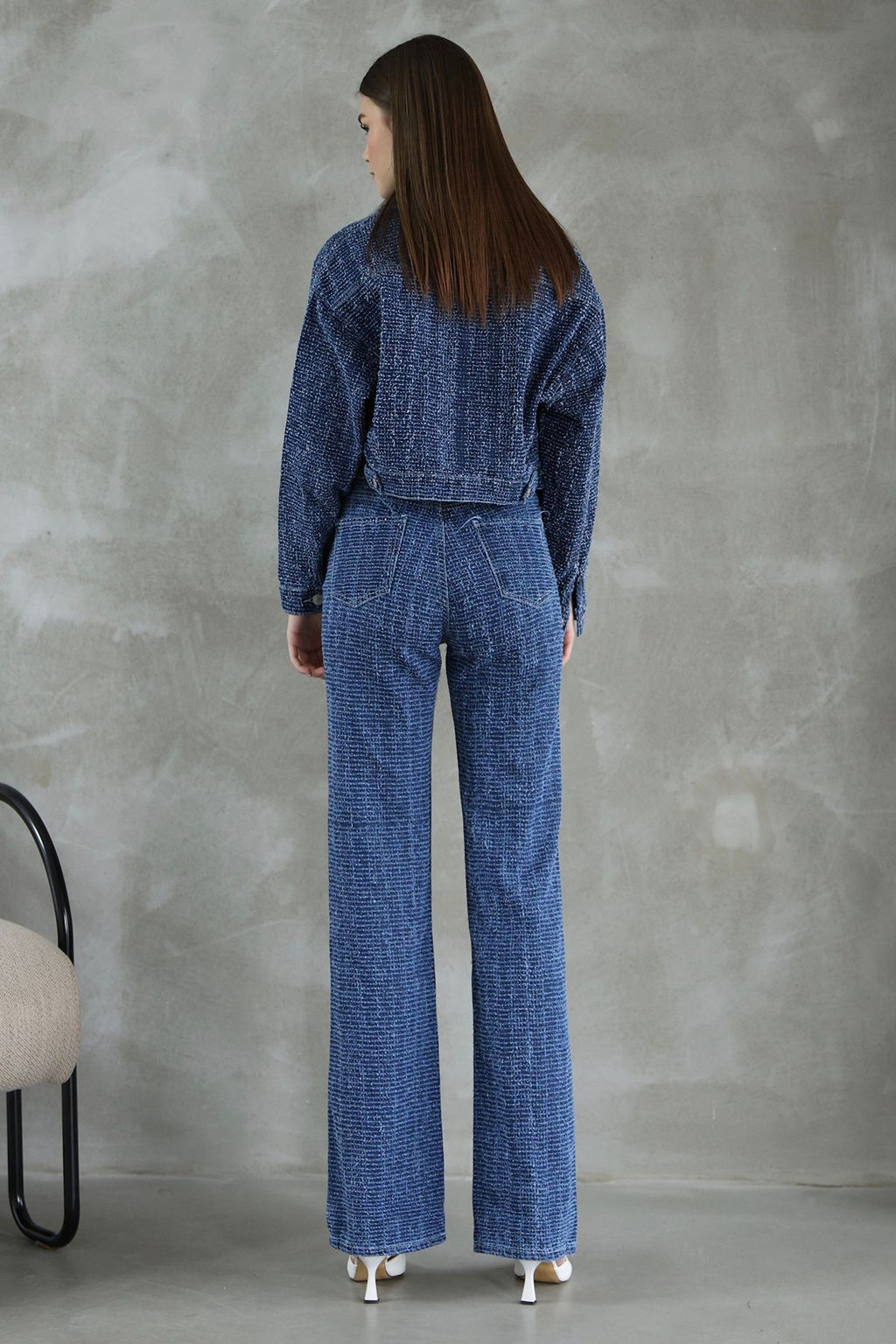 Mavi Dokulu Crop Denim Ceket TWOSS25CE00030 - Trendyolmilla фото 6