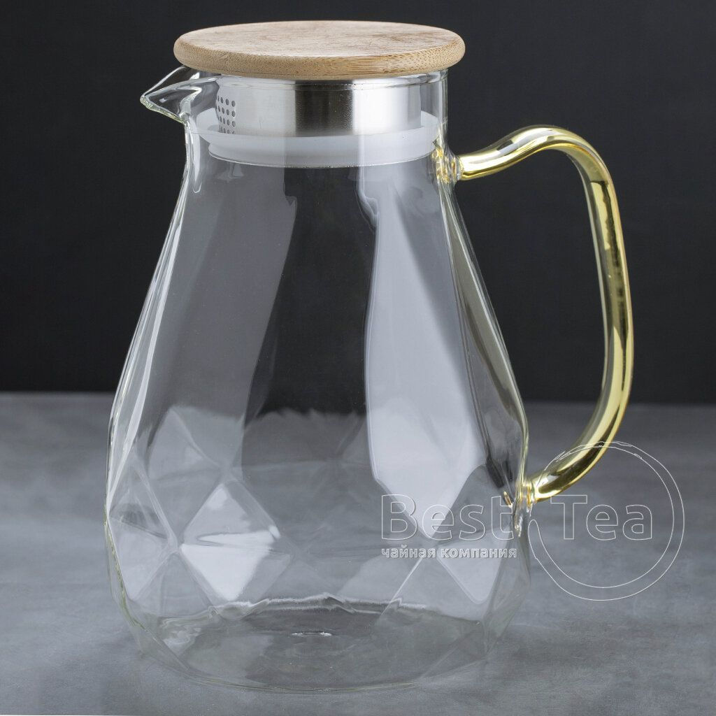 Кувшин Бриллиант, стекло 1700 мл, грани/желтая ручка - Fujian Province Guang Fu Tea фото 4