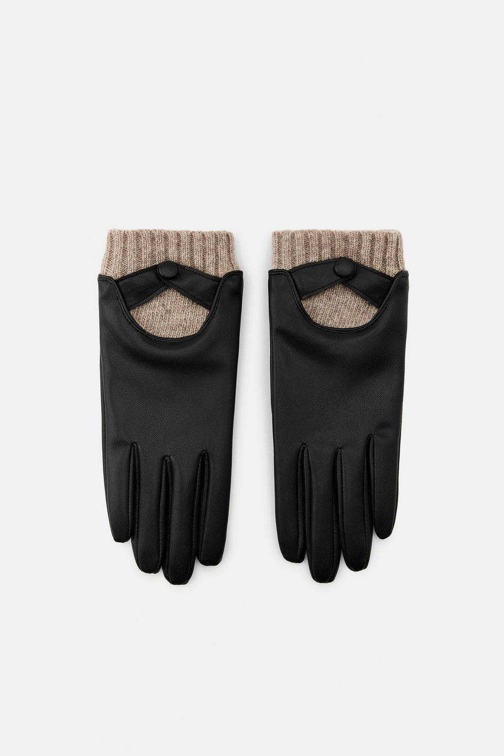 GUANTES EFECTO PIEL CON LANA / Negro - Zara фото 2